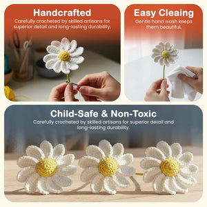 Happy Threads Crochet Daisy Décor red | The Mom Store - Single stem flowers
