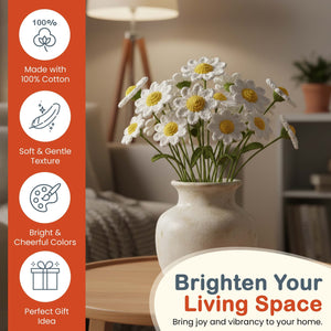 Happy Threads Crochet Daisy Décor white | The Mom Store - Single stem flowers