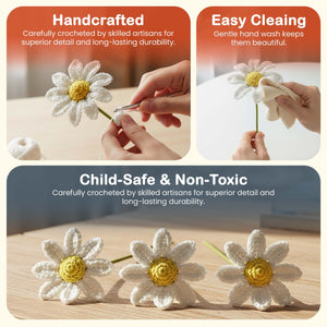 Happy Threads Crochet Daisy Décor white | The Mom Store - Single stem flowers