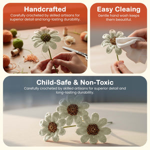Happy Threads Crochet Daisy Flower cream | The Mom Store - Single stem flowers