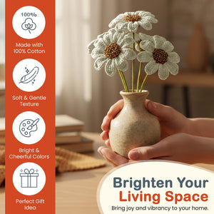 Happy Threads Crochet Daisy Flower cream | The Mom Store - Single stem flowers