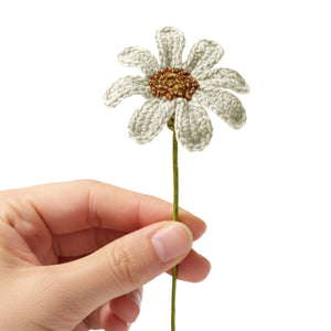 Happy Threads Crochet Daisy Flower cream | The Mom Store - Single stem flowers