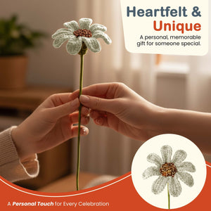 Happy Threads Crochet Daisy Flower cream | The Mom Store - Single stem flowers