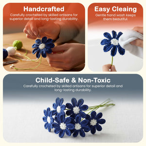 Happy Threads Crochet Daisy Flower dark blue | The Mom Store - Single stem flowers