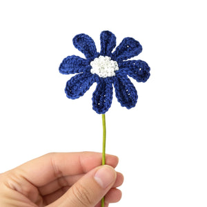 Happy Threads Crochet Daisy Flower dark blue | The Mom Store - Single stem flowers