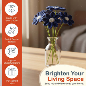 Happy Threads Crochet Daisy Flower dark blue | The Mom Store - Single stem flowers