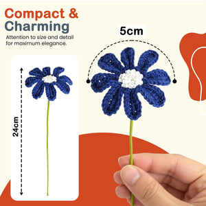 Happy Threads Crochet Daisy Flower dark blue | The Mom Store - Single stem flowers