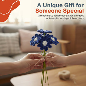 Happy Threads Crochet Daisy Flower dark blue | The Mom Store - Single stem flowers