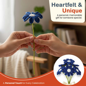 Happy Threads Crochet Daisy Flower dark blue | The Mom Store - Single stem flowers