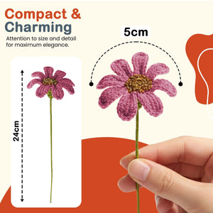 Happy Threads Crochet Daisy Flower dark pink| The Mom Store - Single stem flowers