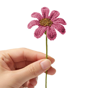 Happy Threads Crochet Daisy Flower dark pink| The Mom Store - Single stem flowers