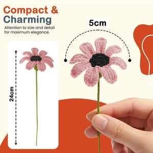 Happy Threads Crochet Daisy Flower light pink | The Mom Store - Single stem flowers