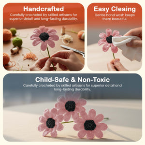 Happy Threads Crochet Daisy Flower light pink | The Mom Store - Single stem flowers