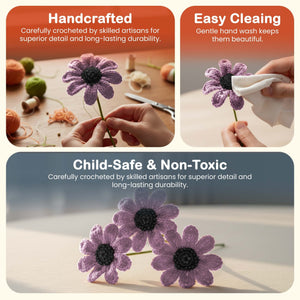 Happy Threads Crochet Daisy Flower light purple| The Mom Store - Single stem flowers