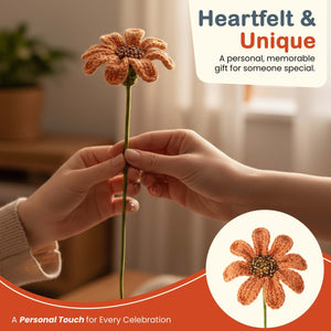Happy Threads Crochet Daisy Flower orange| The Mom Store - Single stem flowers