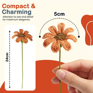 Happy Threads Crochet Daisy Flower orange| The Mom Store - Single stem flowers