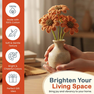 Happy Threads Crochet Daisy Flower orange| The Mom Store - Single stem flowers