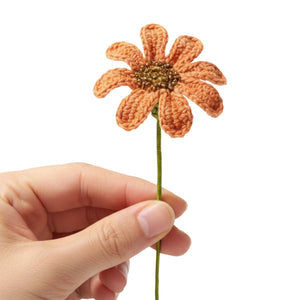 Happy Threads Crochet Daisy Flower orange| The Mom Store - Single stem flowers