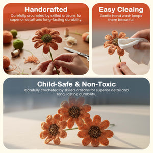 Happy Threads Crochet Daisy Flower orange| The Mom Store - Single stem flowers