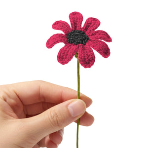 Happy Threads Crochet Daisy Flower red| The Mom Store - Single stem flowers