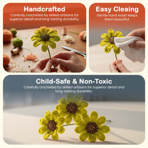 Happy Threads Crochet Daisy Flower yellow | The Mom Store - Single stem flowers