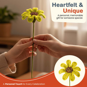 Happy Threads Crochet Daisy Flower yellow | The Mom Store - Single stem flowers