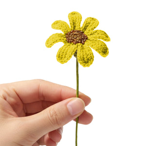 Happy Threads Crochet Daisy Flower yellow | The Mom Store - Single stem flowers