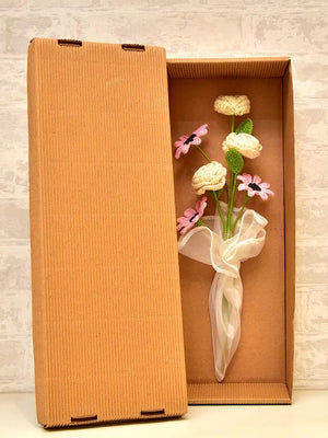 Happy Threads Crochet Daisy & Rose Bouquet Floral Gift | The Mom Store - Single stem flowers