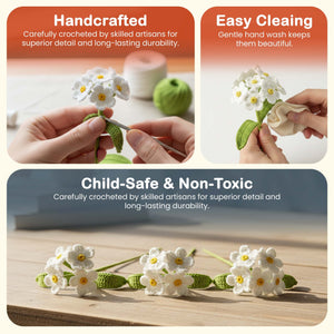 Happy Threads Crochet Forget Me Not Flower white | The Mom Store - Single stem flowers