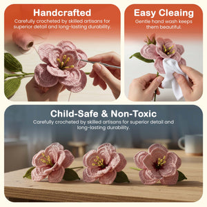 Happy Threads Crochet Hibiscus Flower pink | The Mom Store - Single stem flowers