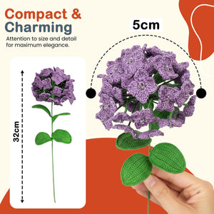 Happy Threads Crochet Hydrangea Flower dark purple | The Mom Store - Single stem flowers