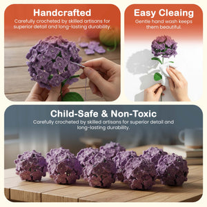 Happy Threads Crochet Hydrangea Flower dark purple | The Mom Store - Single stem flowers