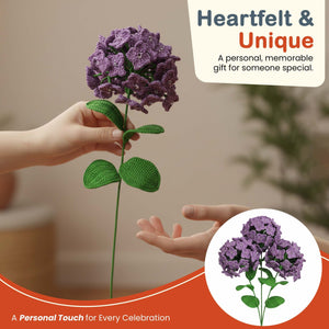 Happy Threads Crochet Hydrangea Flower dark purple | The Mom Store - Single stem flowers