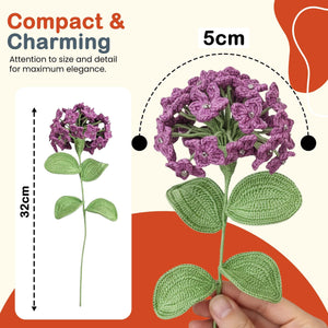Happy Threads Crochet Hydrangea Floweret grape purple| The Mom Store - Single stem flowers