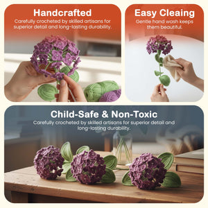 Happy Threads Crochet Hydrangea Floweret grape purple| The Mom Store - Single stem flowers