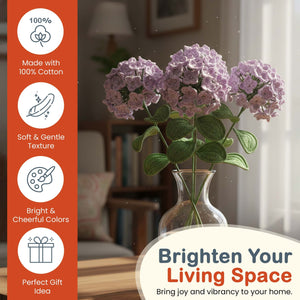 Happy Threads Crochet Hydrangea Floweret light purple | The Mom Store - Single stem flowers