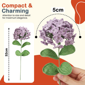 Happy Threads Crochet Hydrangea Floweret light purple | The Mom Store - Single stem flowers