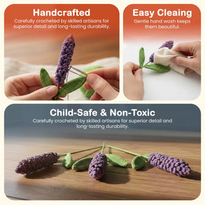 Happy Threads Crochet Lavender Flower dark purple| The Mom Store - Single stem flowers