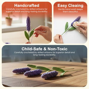 Happy Threads Crochet Lavender Flower violet| The Mom Store - Single stem flowers