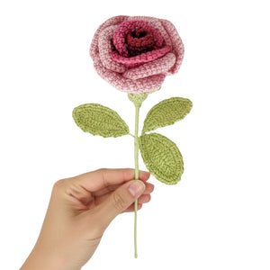 Happy Threads Crochet Shaded Rose blue | The Mom Store - Single stem flowers