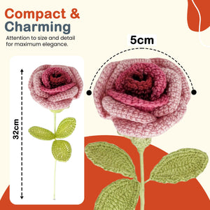 Happy Threads Crochet Shaded Rose blue | The Mom Store - Single stem flowers