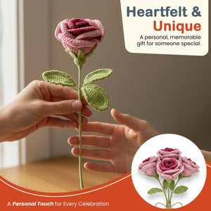 Happy Threads Crochet Shaded Rose blue | The Mom Store - Single stem flowers