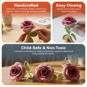 Happy Threads Crochet Shaded Rose blue | The Mom Store - Single stem flowers