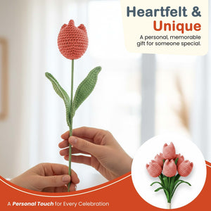 Happy Threads Crochet Tulip Décor baby pink | The Mom Store - Single stem flowers