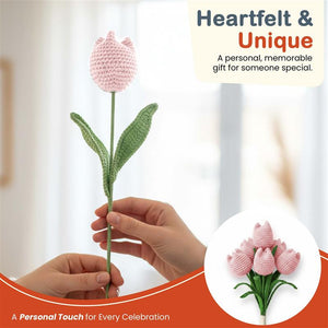 Happy Threads Crochet Tulip Decor dark pink | The Mom Store - Single stem flowers