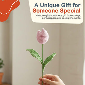 Happy Threads Crochet Tulip Decor dark pink | The Mom Store - Single stem flowers