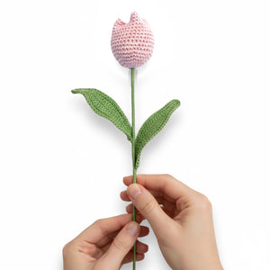 Happy Threads Crochet Tulip Decor dark pink | The Mom Store - Single stem flowers
