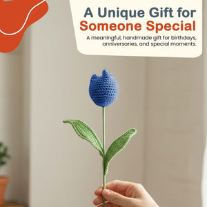 Happy Threads Crochet Tulip Decor ink blue| The Mom Store - Single stem flowers