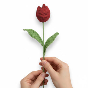 Happy Threads Crochet Tulip Décor light blue | The Mom Store - Single stem flowers