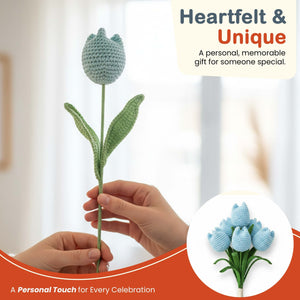 Happy Threads Crochet Tulip Decor navy blue | The Mom Store - Single stem flowers